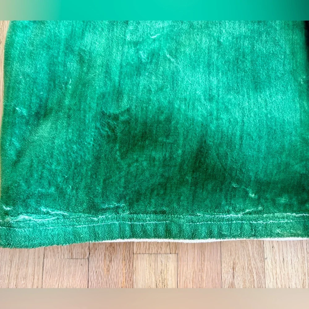 Society6 Sherpa Throw Blanket Green Reversible Cozy Couch Throw ~ 77.5 x 63.5
